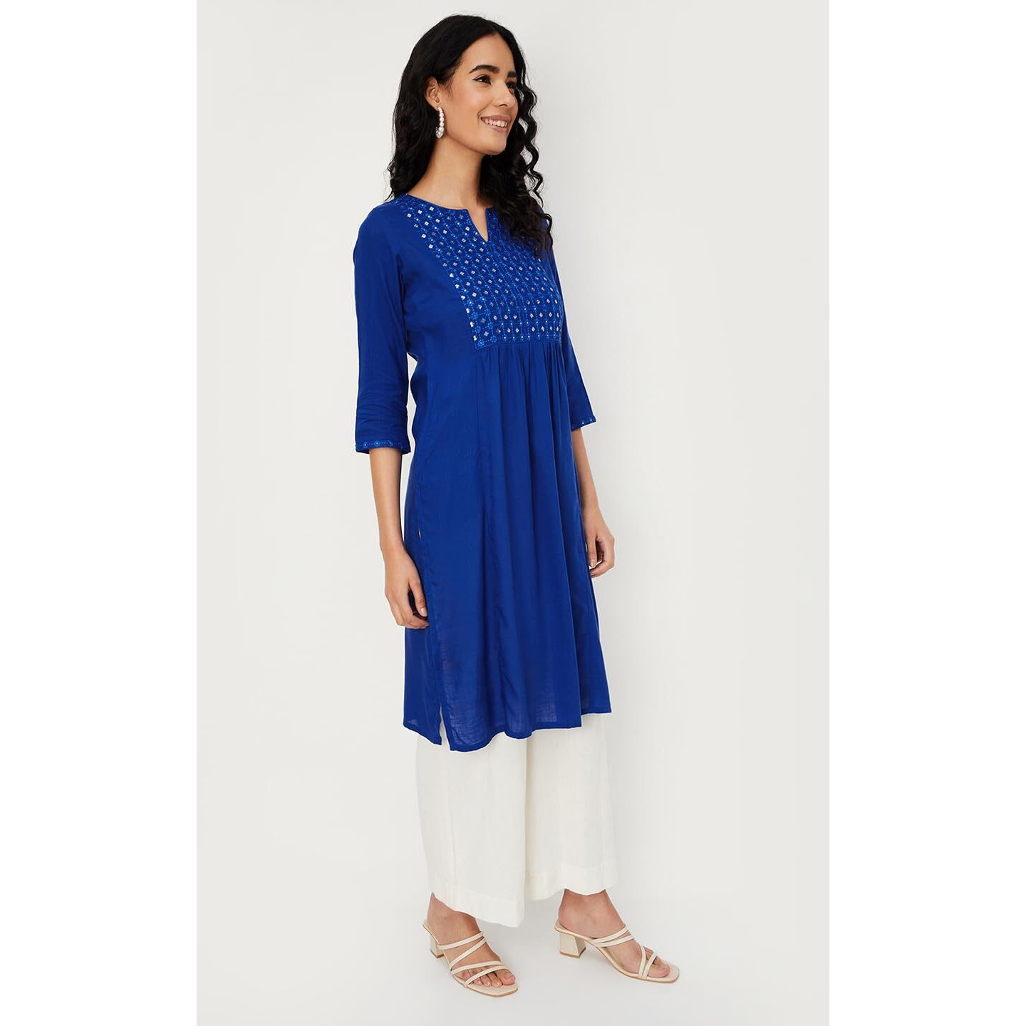 Max Women's Rayon Blend Regular Kurta (SFEKPA24NEROYAL Blue_Royal