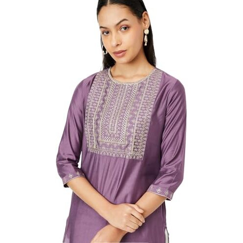Max Women's Silk Regular Kurta (UTEKFE24BI_Mauve