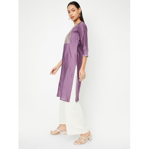 Max Women's Silk Regular Kurta (UTEKFE24BI_Mauve