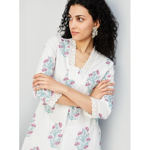 Max Women's Cotton Blend Regular Kurta (PEPKSP25TOOFF White_Off