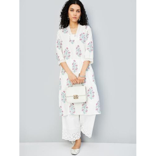 Max Women's Cotton Blend Regular Kurta (PEPKSP25TOOFF White_Off