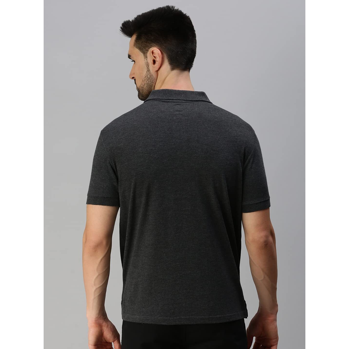 ONN Men's Solid Regular Fit Polo NC432_BM_1PC_Blk Mel._XXL