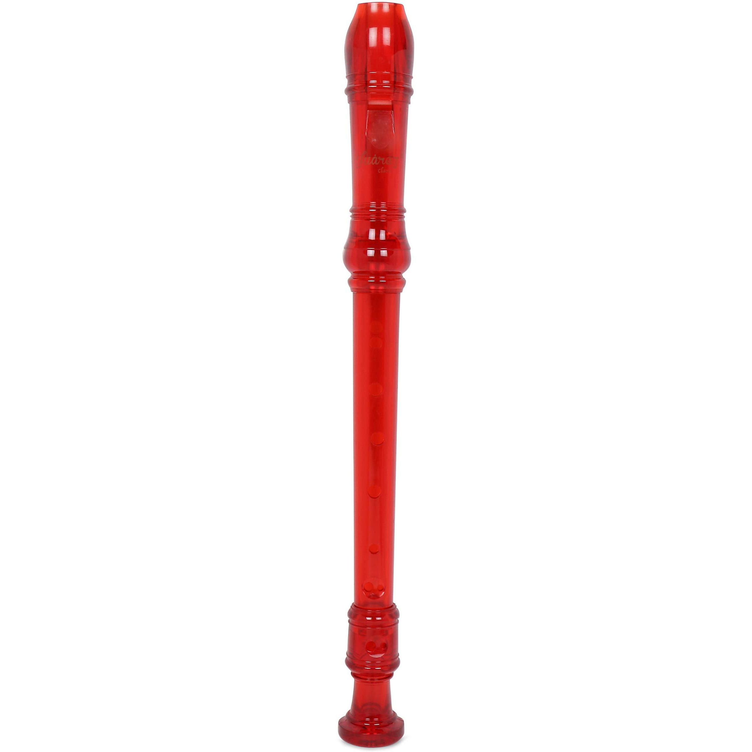 JUAREZ JRF100RD Clar Descant German Style 8 Holes Soprano Recorder Flute with Cleaning Rod Suitable for School Ensembles | Home Practice | Music Classes | Gift, Red with Cleaning Rod & Case
