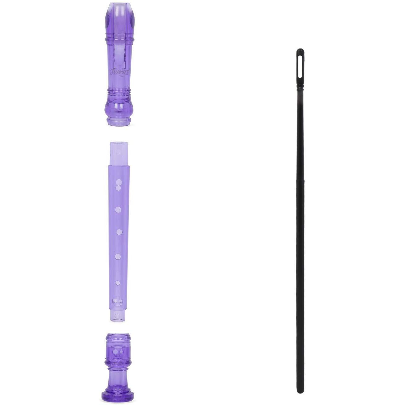 JUAREZ JRF100PP Clar Descant German Style 8 Holes Soprano Recorder Flute with Cleaning Rod Suitable for School Ensembles | Home Practice | Music Classes | Gift, Purple with Cleaning Rod & Case