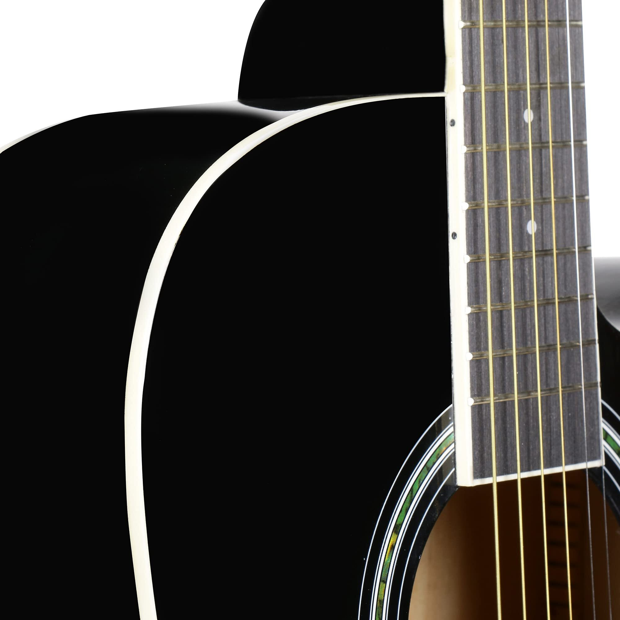 Jurez Acoustic Guitar, 38 Inch Cutaway, 038C with Bag, Strings, Pick and Strap, Black (41INCH KIT, Black)