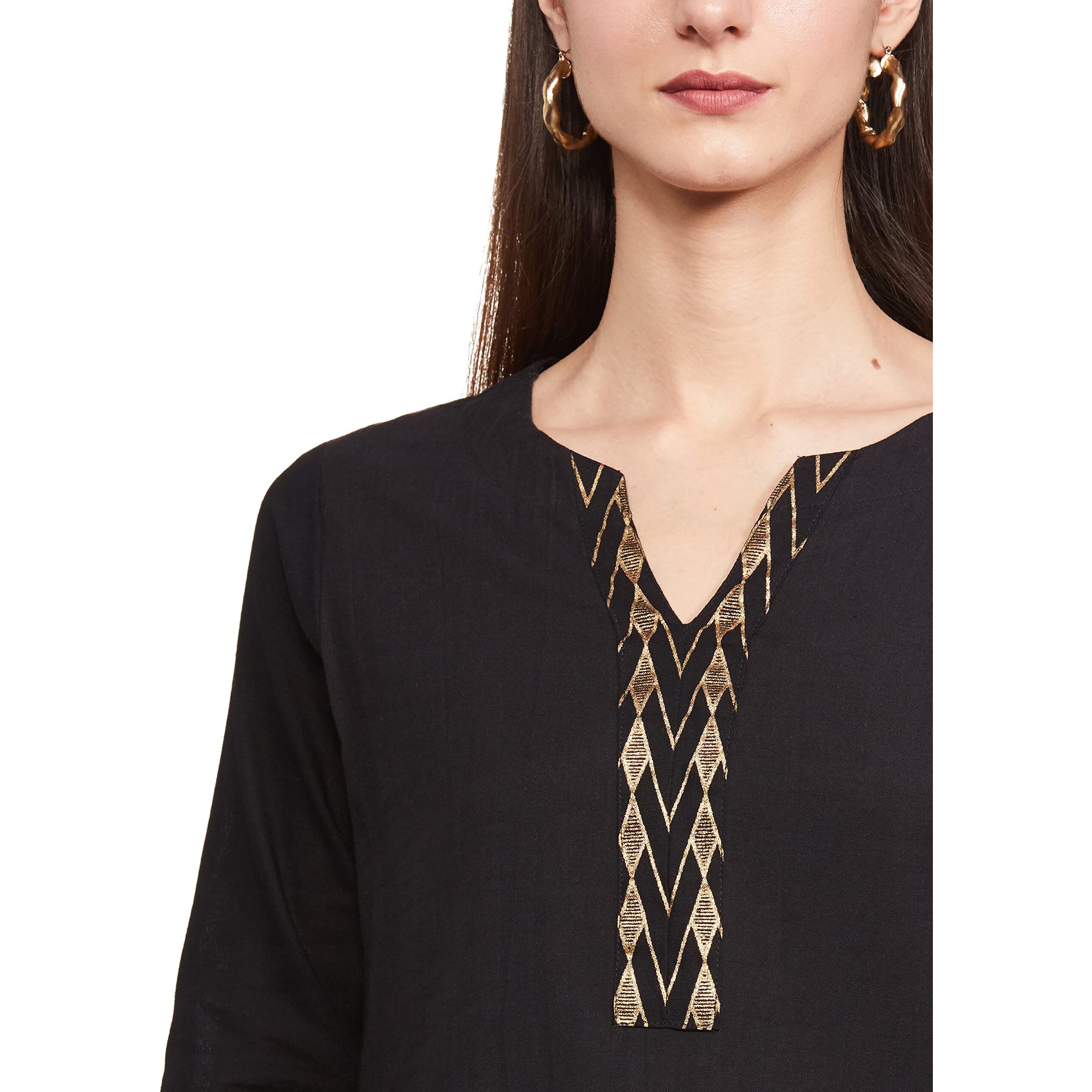 BIBA WOMEN SOLID RELAXED SALWAR KURTA DUPATTA(SKD7449E_BLACK_36)