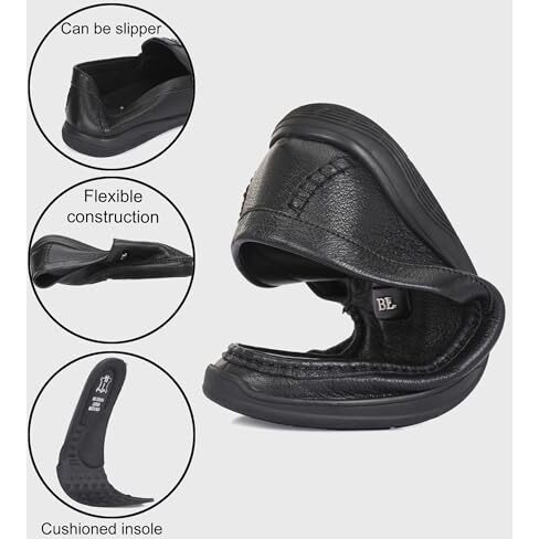 Blue Leather Black Slipon Formal Shoe for Mens 3996-1