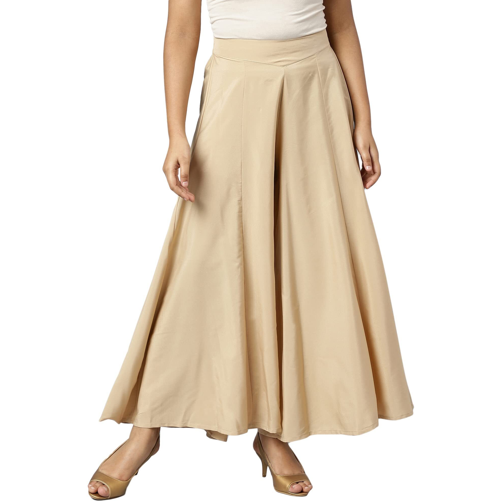 Aurelia Gold Solid Palazzos for Women's Ethnic Bottomwear