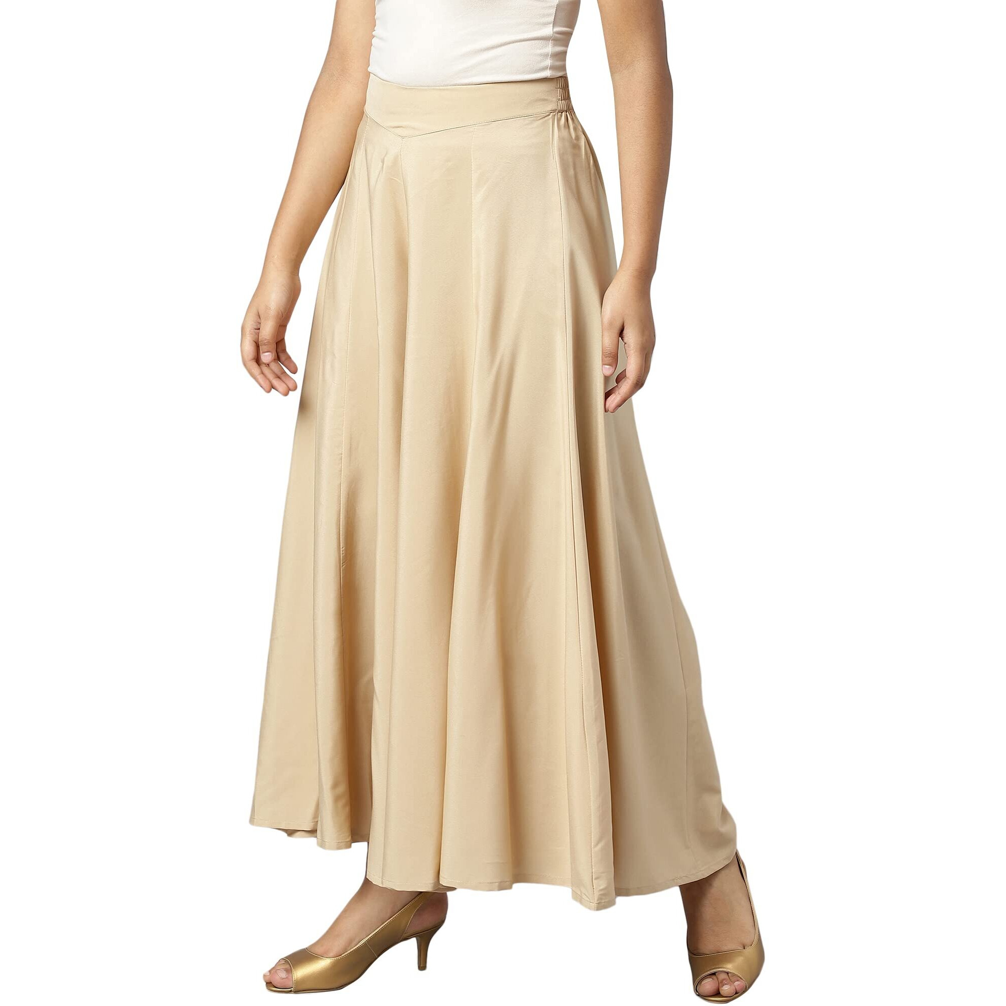 Aurelia Gold Solid Palazzos for Women's Ethnic Bottomwear