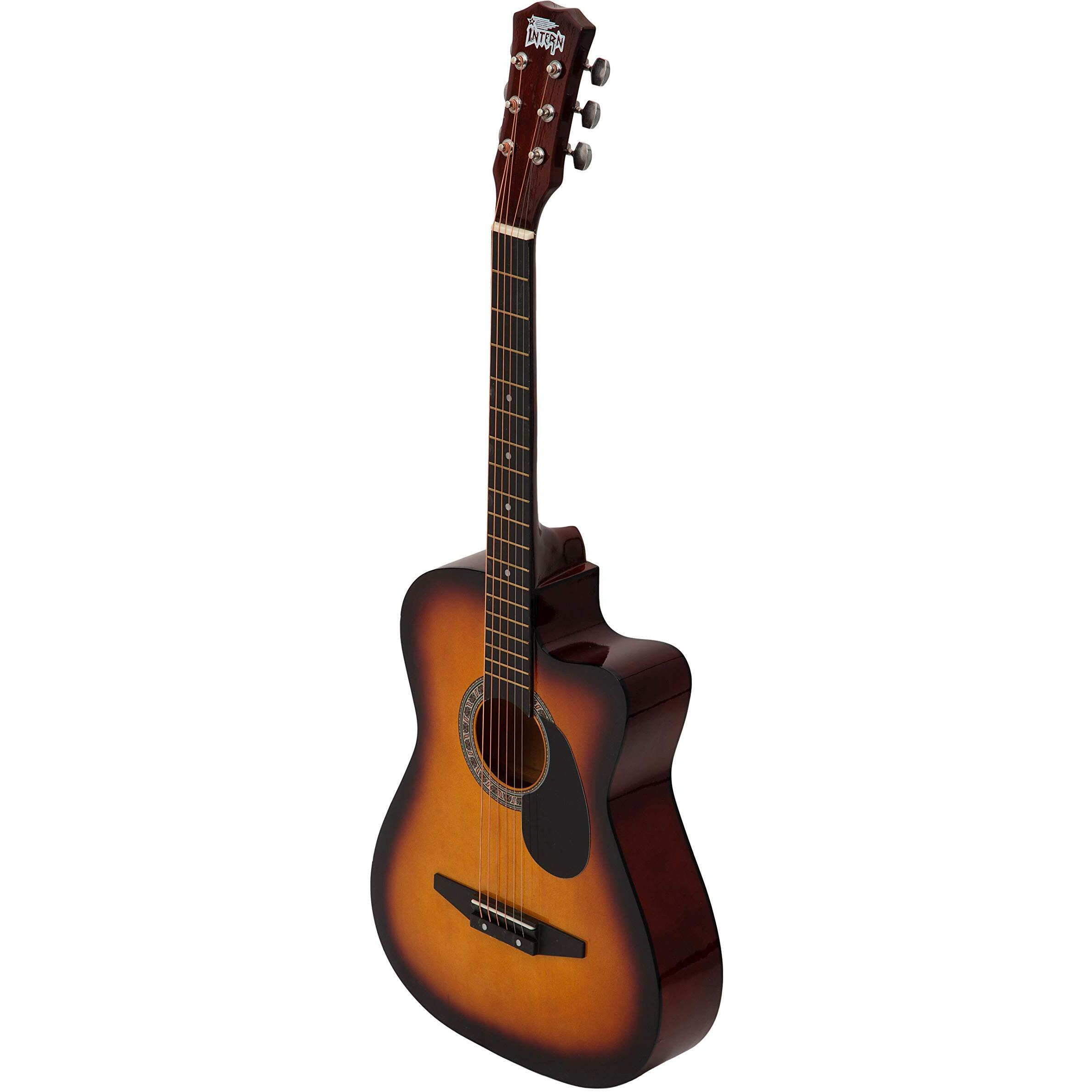 Intern INT-38C-SB-G Linden Wood Cutaway Right Handed Acoustic Guitar Kit, With Bag, Strings, Pick And Strap (Sunburst, 6 Strings)
