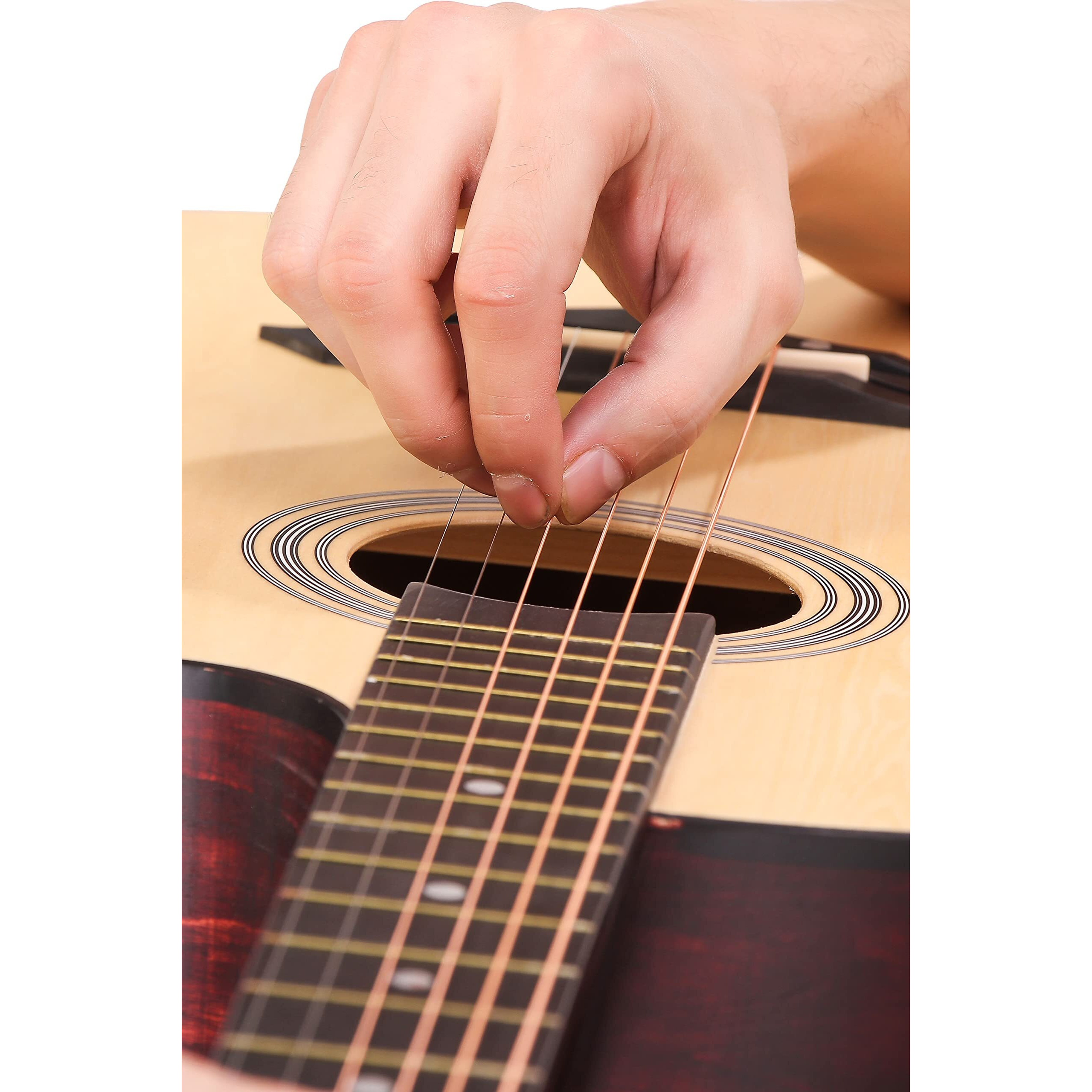 Revel 38 Inches Lindenwood Cutaway Design Acoustic Guitar With Carry Bag And Plectrums (Natural, Beige)