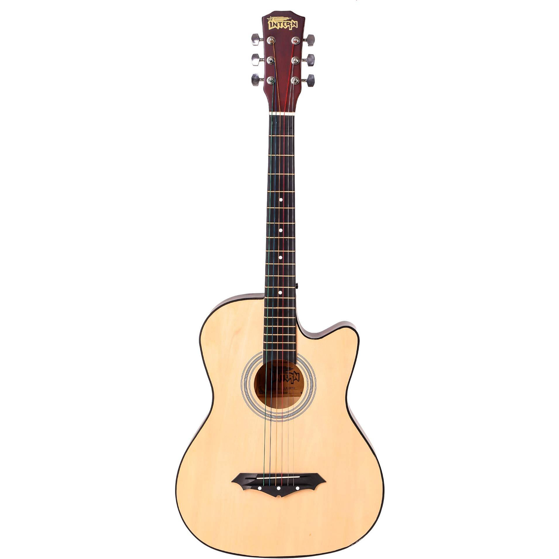 Intern INT-38C Natural Linden Wood Acoustic Guitar Kit with Carry Bag & Picks