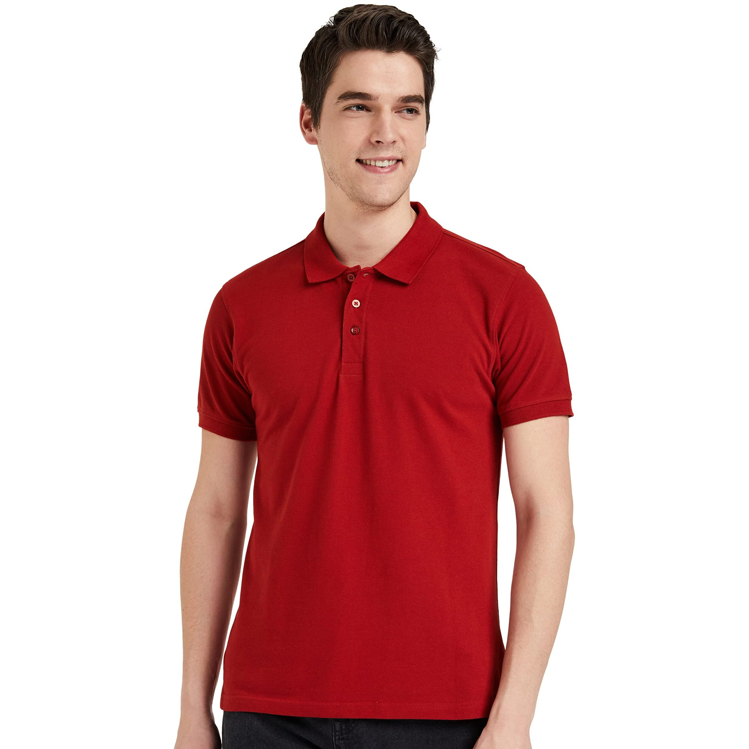 Amazon Brand - Symbol Men's Solid Cotton Rich Polo T Shirt | Collar Tshirts | Half Sleeves | Plain-Regular Fit (Bossa Nova_M) (Available in Plus Size)