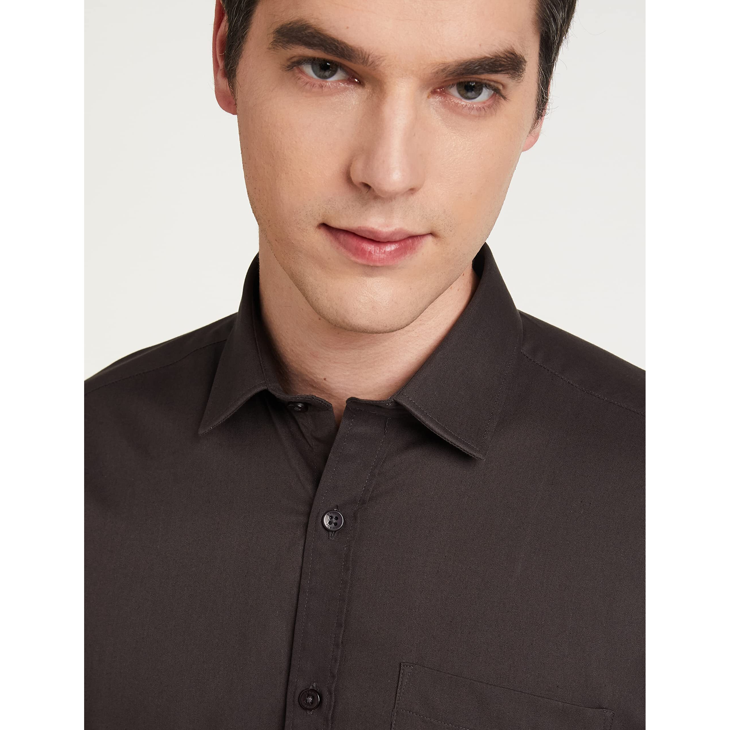 Amazon Brand - Symbol Men's Solid Cotton Formal Shirt | Plain | Full Sleeve - Regular Fit (Available in Plus Size) (D.Grey_39)
