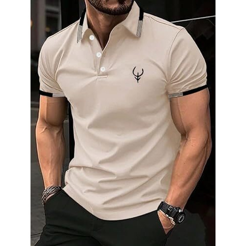 Lymio Men T-Shirt || T-Shirt for Men || Polo T Shirt || T-Shirt (Polo 40 to 43) (in, Alpha, 2XL, Regular, Beige)