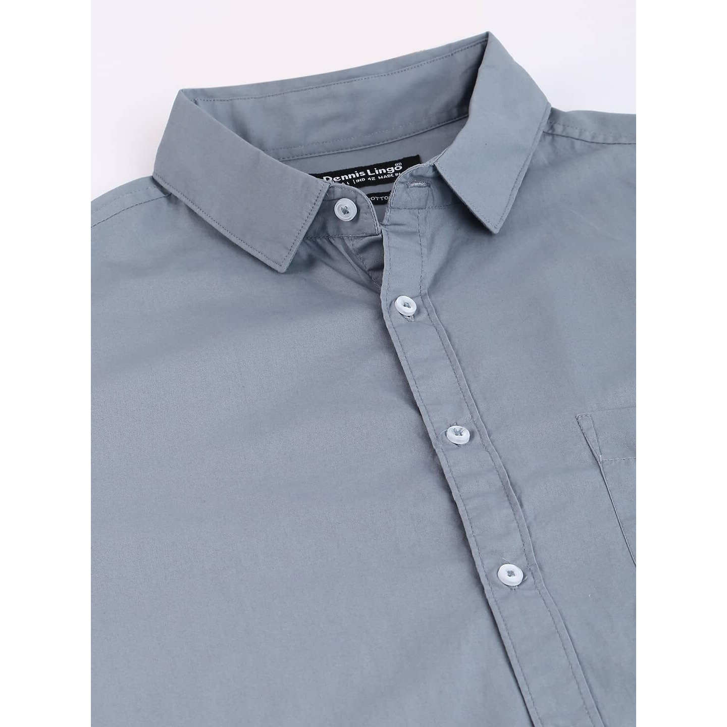 Dennis Lingo Men's Solid Slim Fit Casual Shirt (AZ301_D-BLUE_XXL)