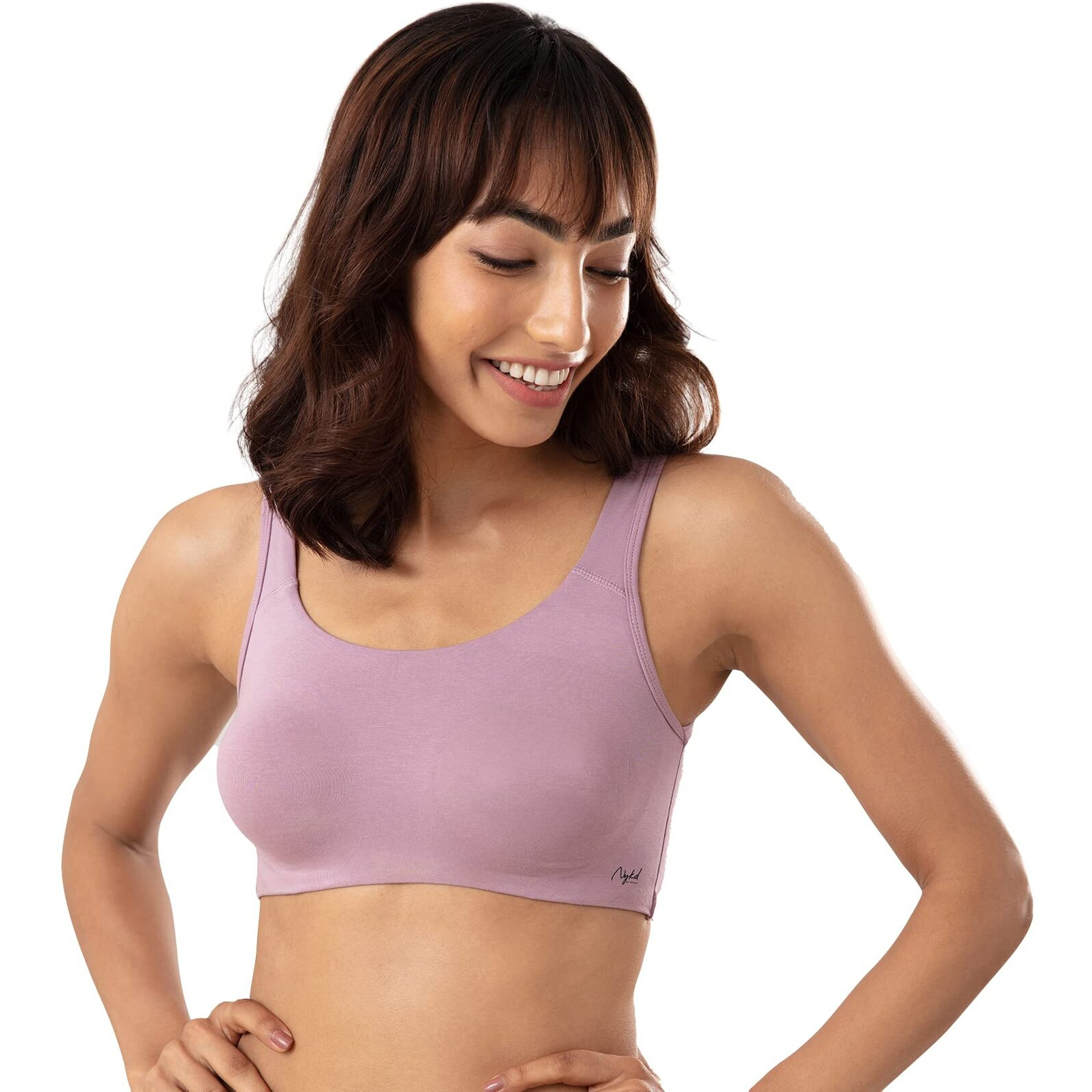 NYKD Soft Cup Easy Peasy Slip On Everyday Bra for Women, Wireless, Full Coverage, Support Shaper, Non Padded Sports Bra Bra, NYB113, Lavender, S, 1N