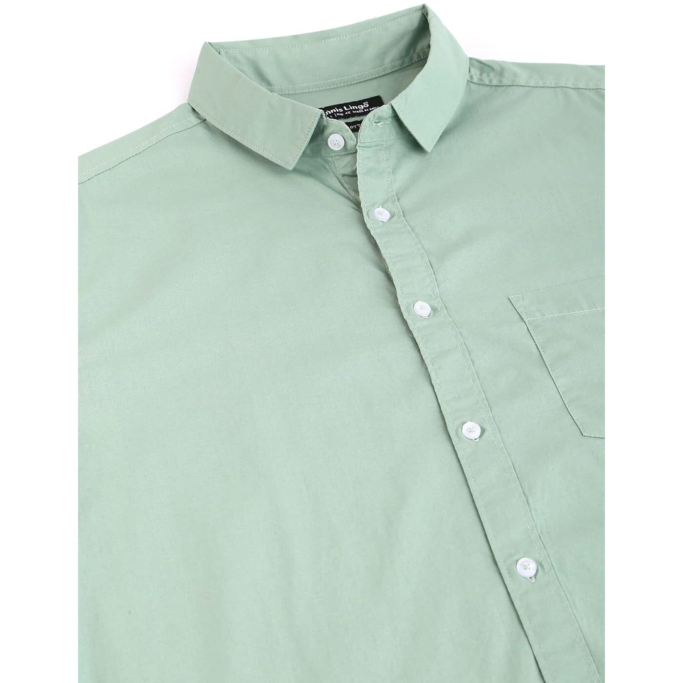 Dennis Lingo Men's Solid Slim Fit Casual Shirt (AZ301_SAGE_XXL)