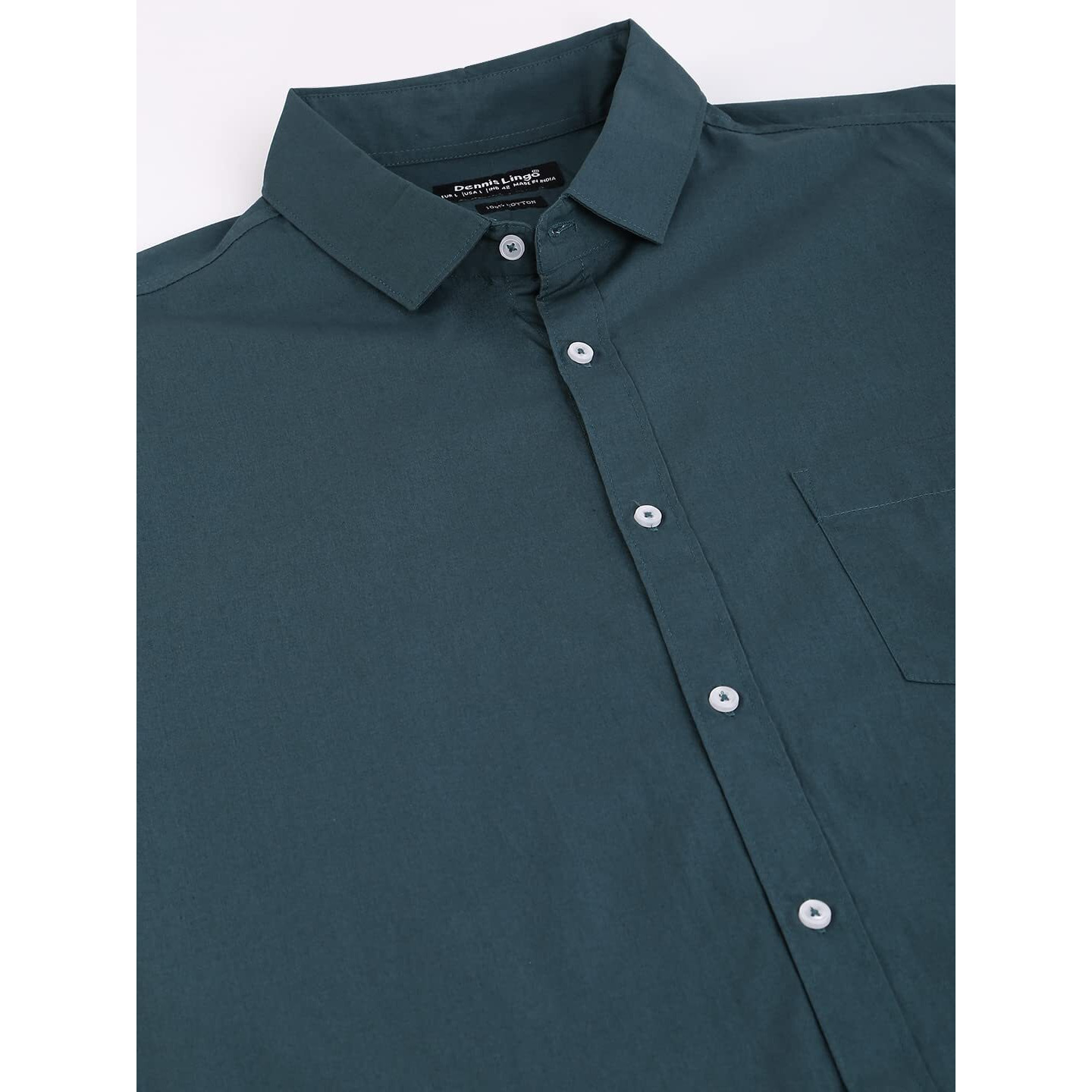 Dennis Lingo Men's Solid Slim Fit Casual Shirt (AZ301_PEACOCK_XL)