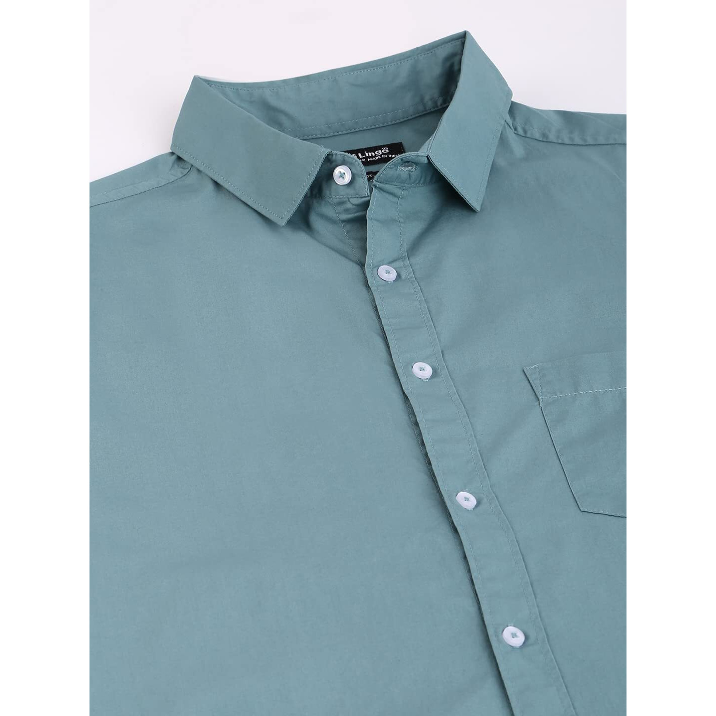 Dennis Lingo Men's Solid Slim Fit Casual Shirt (AZZ301_D-TEAL_S)
