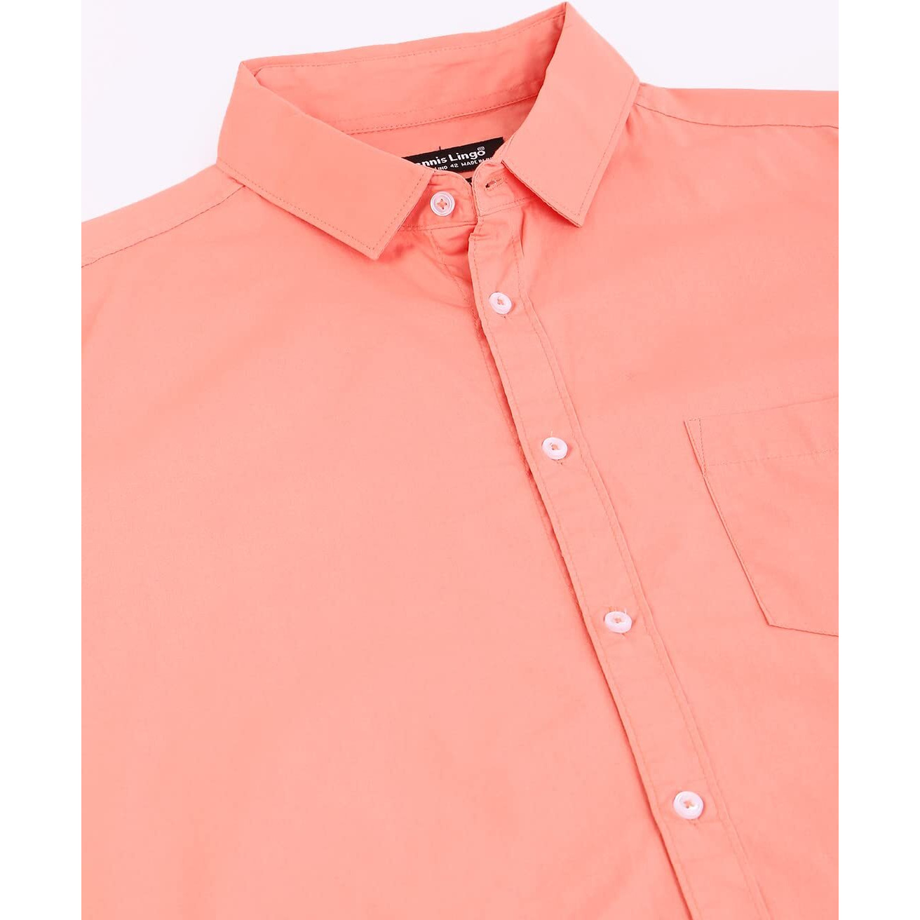 Dennis Lingo Men's Solid Slim Fit Casual Shirt (AZ301_CORAL_XXL)