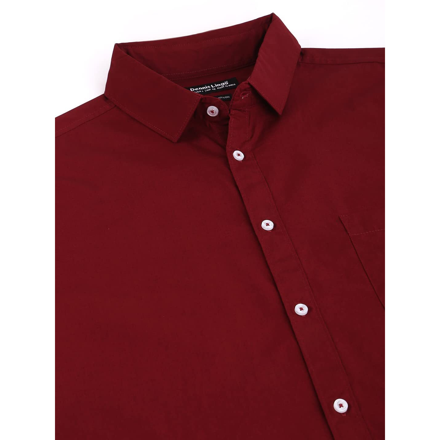 Dennis Lingo Men's Solid Slim Fit Casual Shirt (AZ301_DARKRED_M)