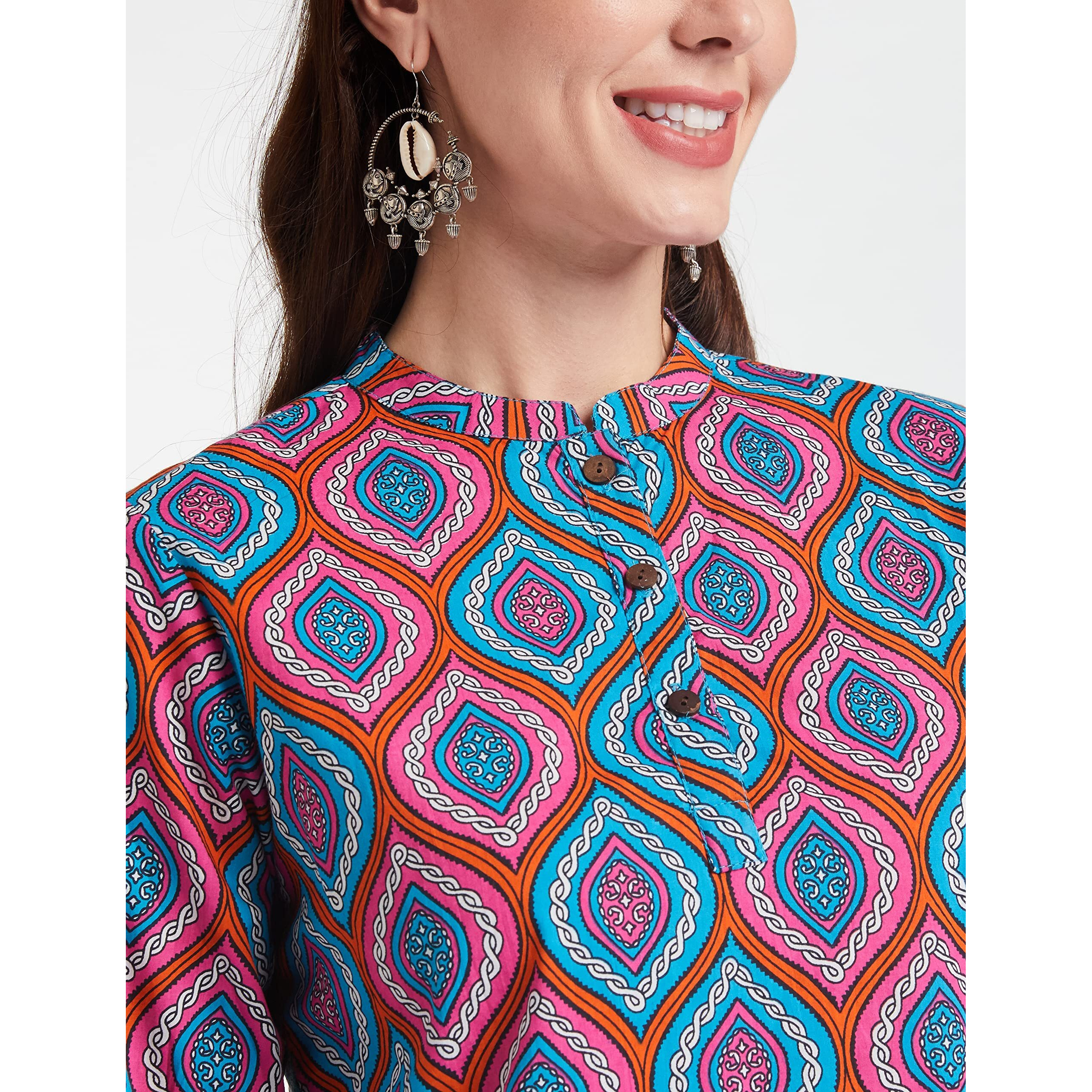Amazon Brand - Myx Women's Cotton Regular Short Kurti (AW18NIT001CORE2_Purple 2_XL)