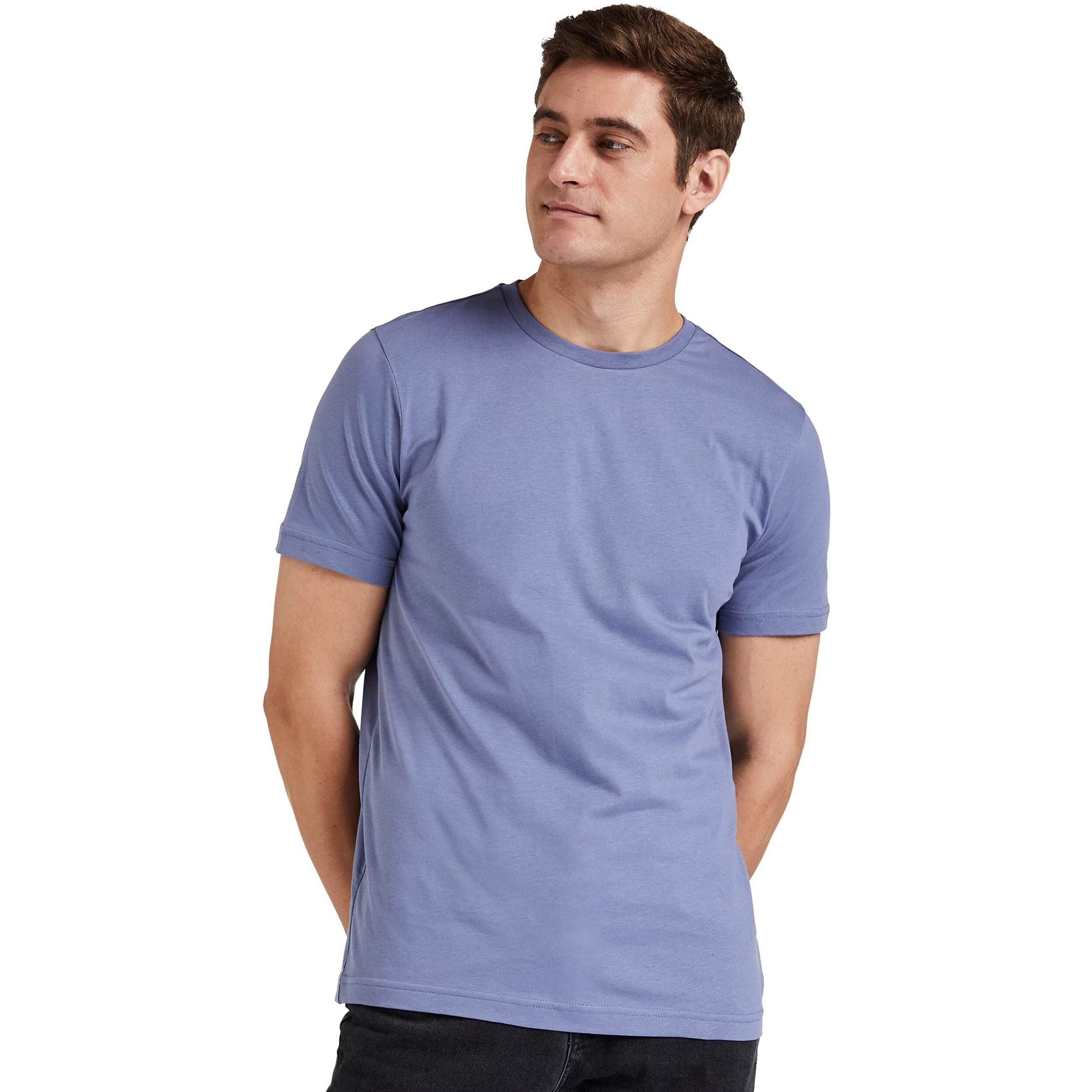 Amazon Brand - Symbol Men's Cotton T Shirt | Round Neck | Half Sleeve | Plain - Regular Fit (Available in Plus Size) (Country Blue_M)