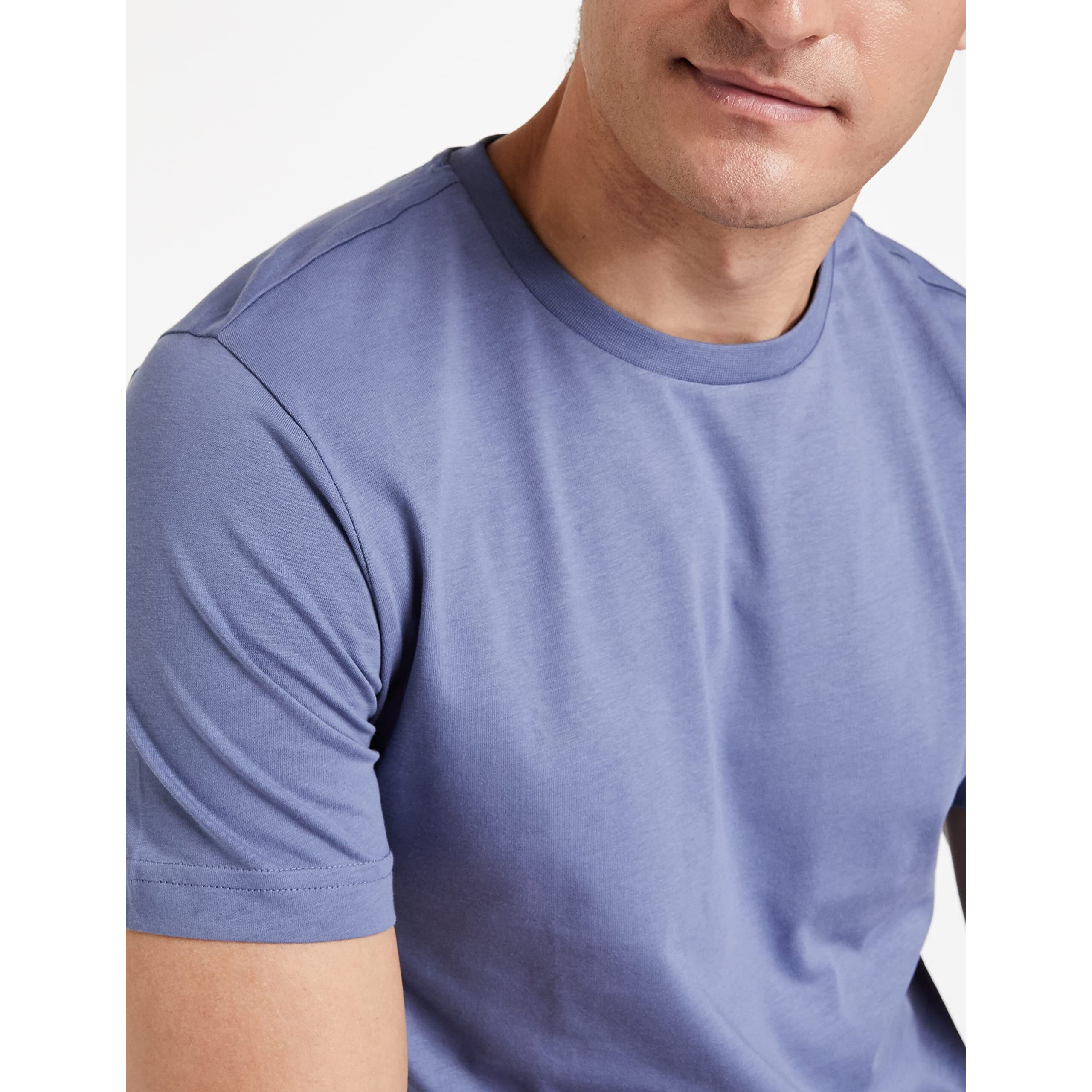 Amazon Brand - Symbol Men's Cotton T Shirt | Round Neck | Half Sleeve | Plain - Regular Fit (Available in Plus Size) (Country Blue_M)