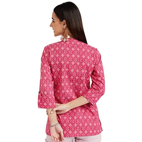 Amazon Brand - Myx Women's Cotton Straight Kurti (NIT001CORE11A_Pink_XX-Large)