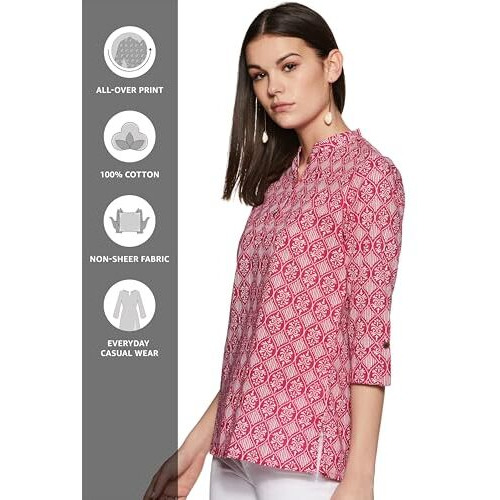 Amazon Brand - Myx Women's Cotton Straight Kurti (NIT001CORE11A_Pink_XX-Large)