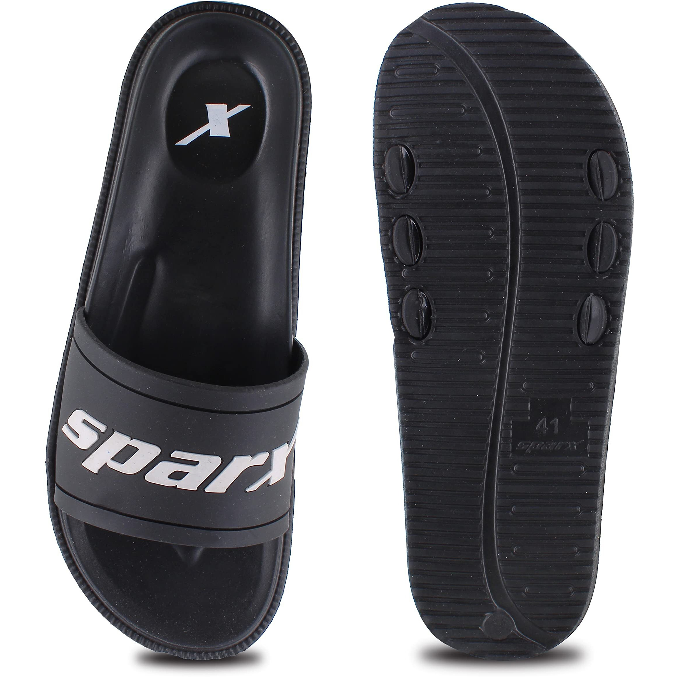 Sparx Men SFG-2101 Black White Flip Flops (SF2101G_BKWH_0006)