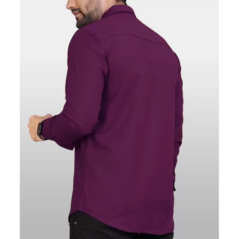 CB-COLEBROOK Men Regular Fit Solid Spread Collar Casual Shirt (X-Large, Wine)