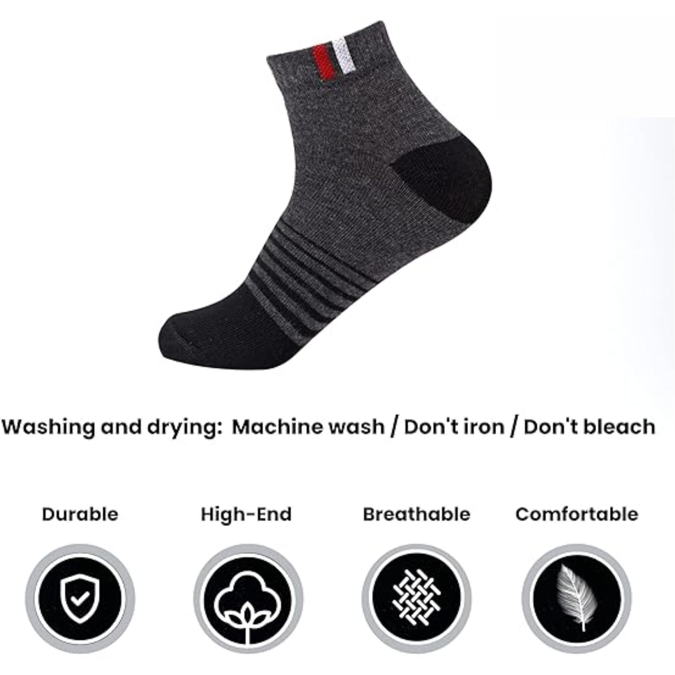 SJeware 5 Pairs Stripped Ankle Length Socks for Men & Women, Multicolor, Pack of 5, Free Size