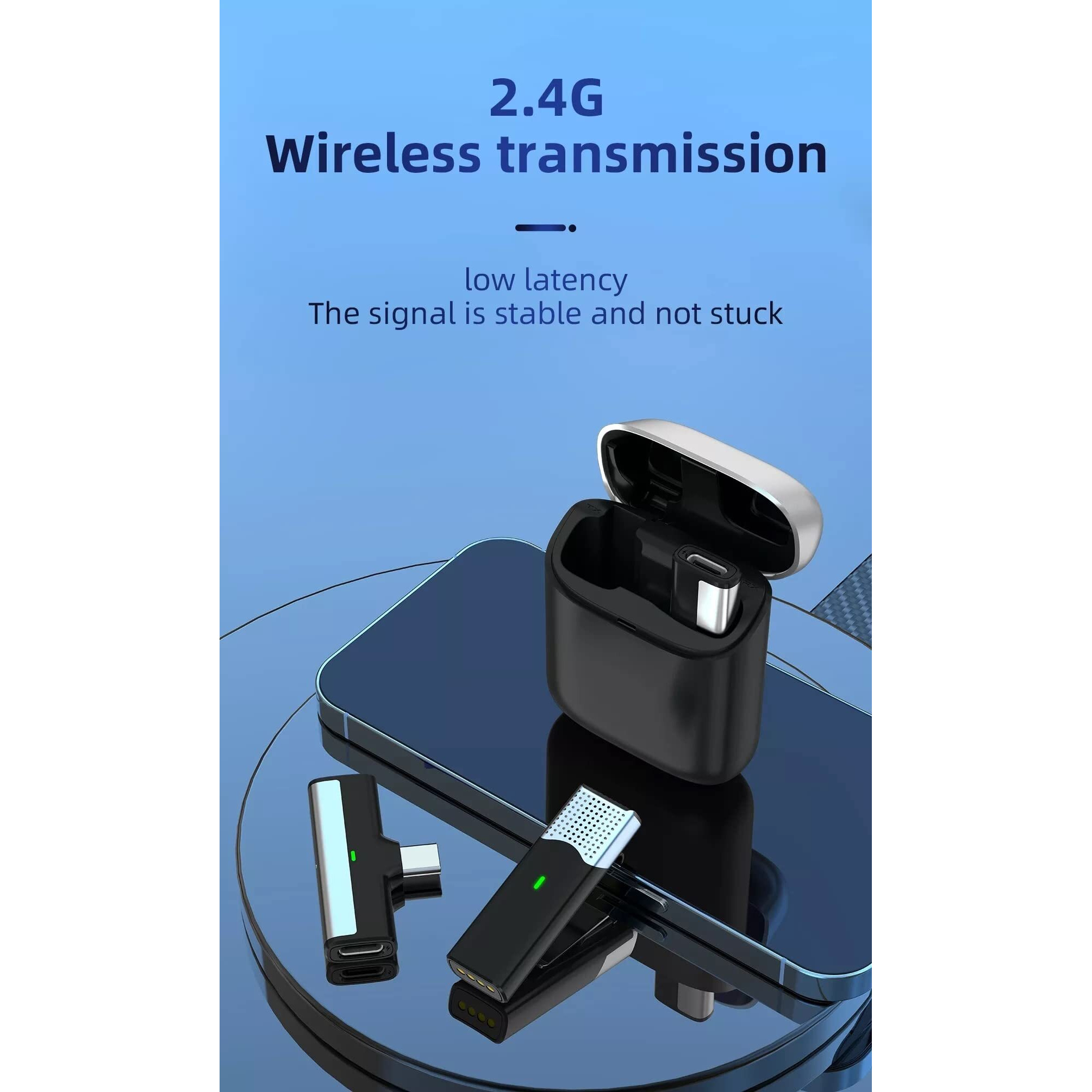 Careflection Wireless Clip Mic, Wireless Lavalier Microphones Clip-on Microphone(Aisizo, for Smartphone, Laptop, Video Recording YouTube Live Stream (SX960 C-Type)