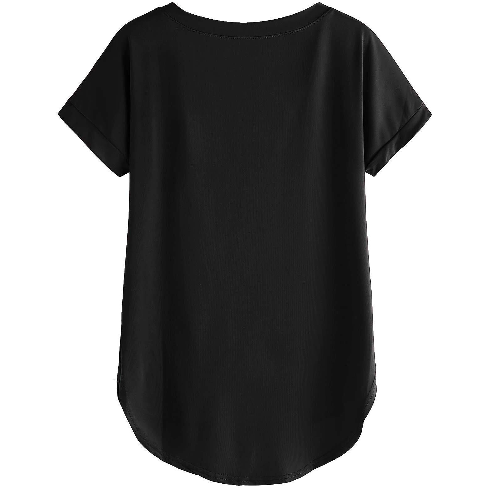 Fabricorn Women's Black Solid Regular Fit Short Sleeves Casual T-Shirt, XXL Size