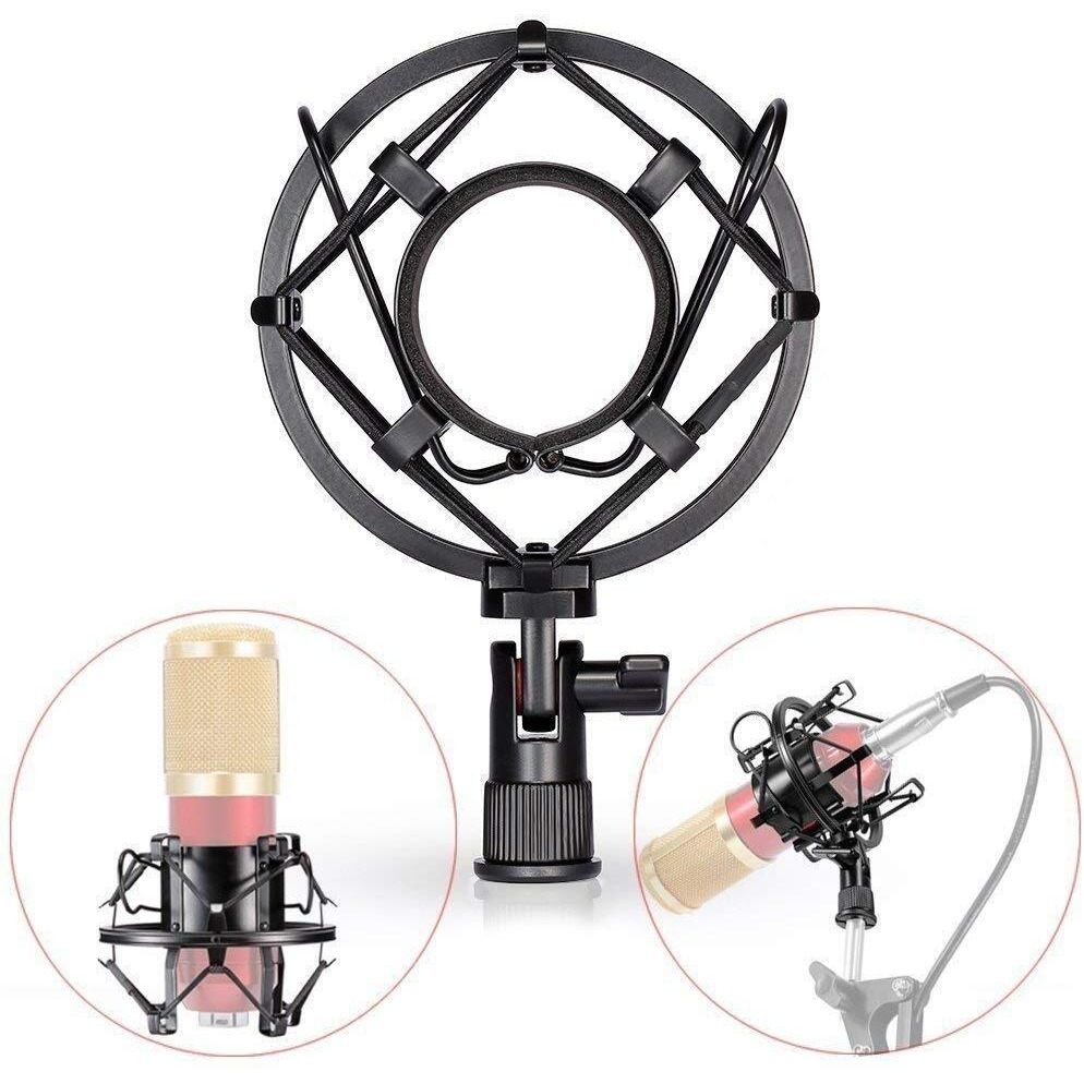 Powerpak Shock Mount Plastic-1 Universal Microphone Holder Clip for Studio Condenser Microphone (Black)