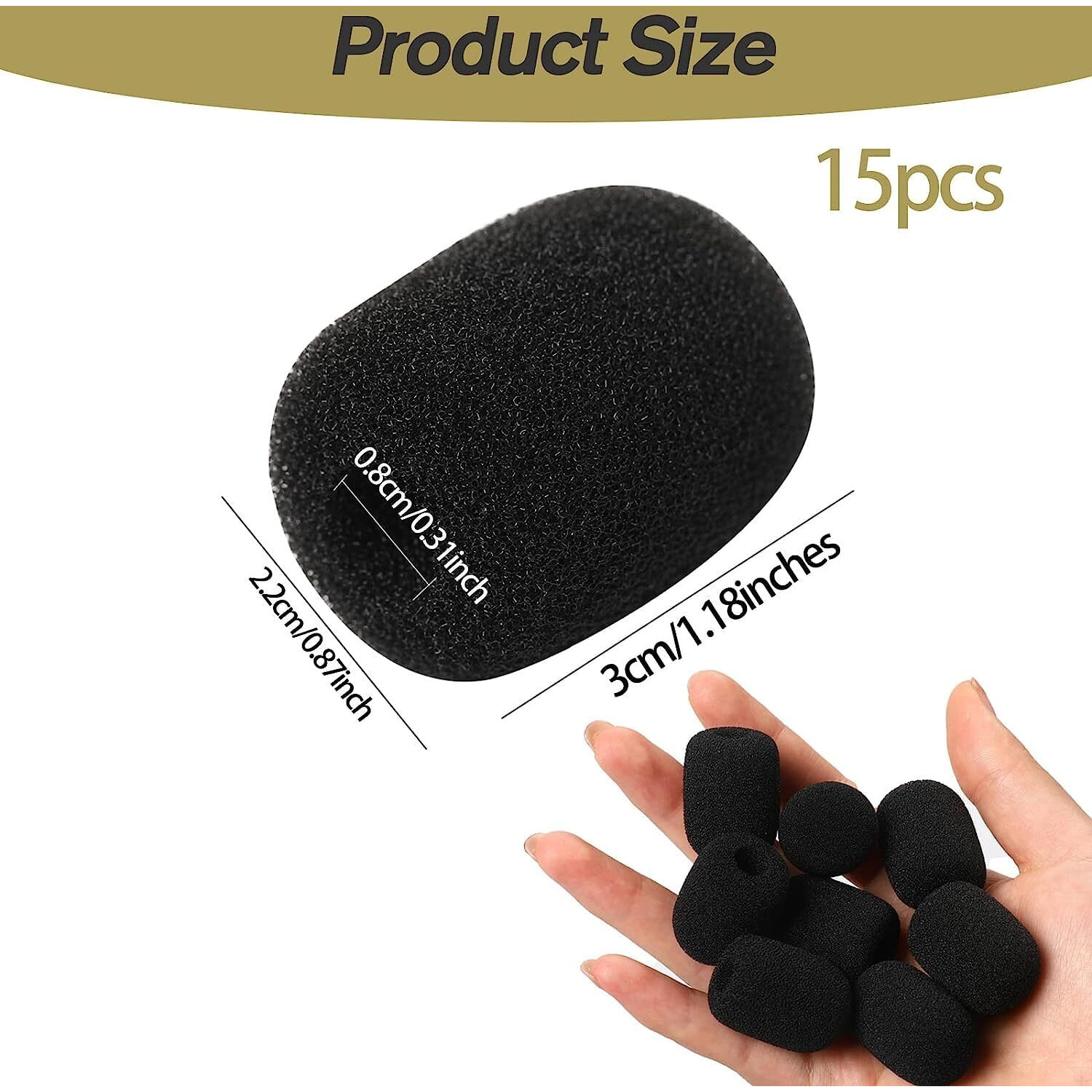 CareFlection Mini Microphone Windscreens Mic Foam Covers for Lapel Lavalier Headset miike, Studio - High Density Protection  Noise pop Filter Black, Pack of 2 pcs (A Type) 5 Years Warranty (10)