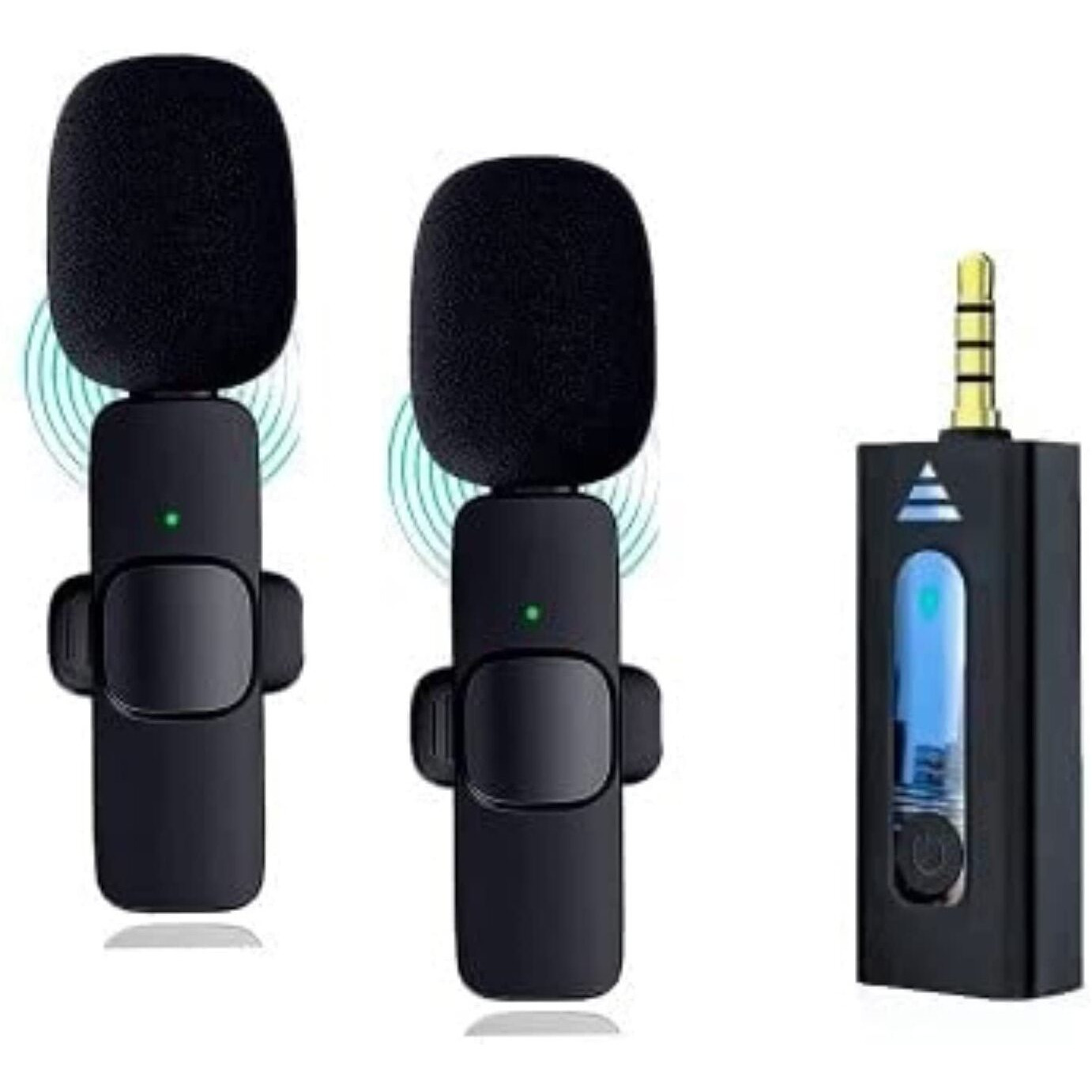 K-35 3.5mm Aux Dual Receivers (2 - Mics, 1 Input) Wireless Collar Microphone Lapel Lavalier Mic Plug & Play Mike for Vlogging Interview Live Streaming YouTube Compatible with BT Speakers, DSLR Camera
