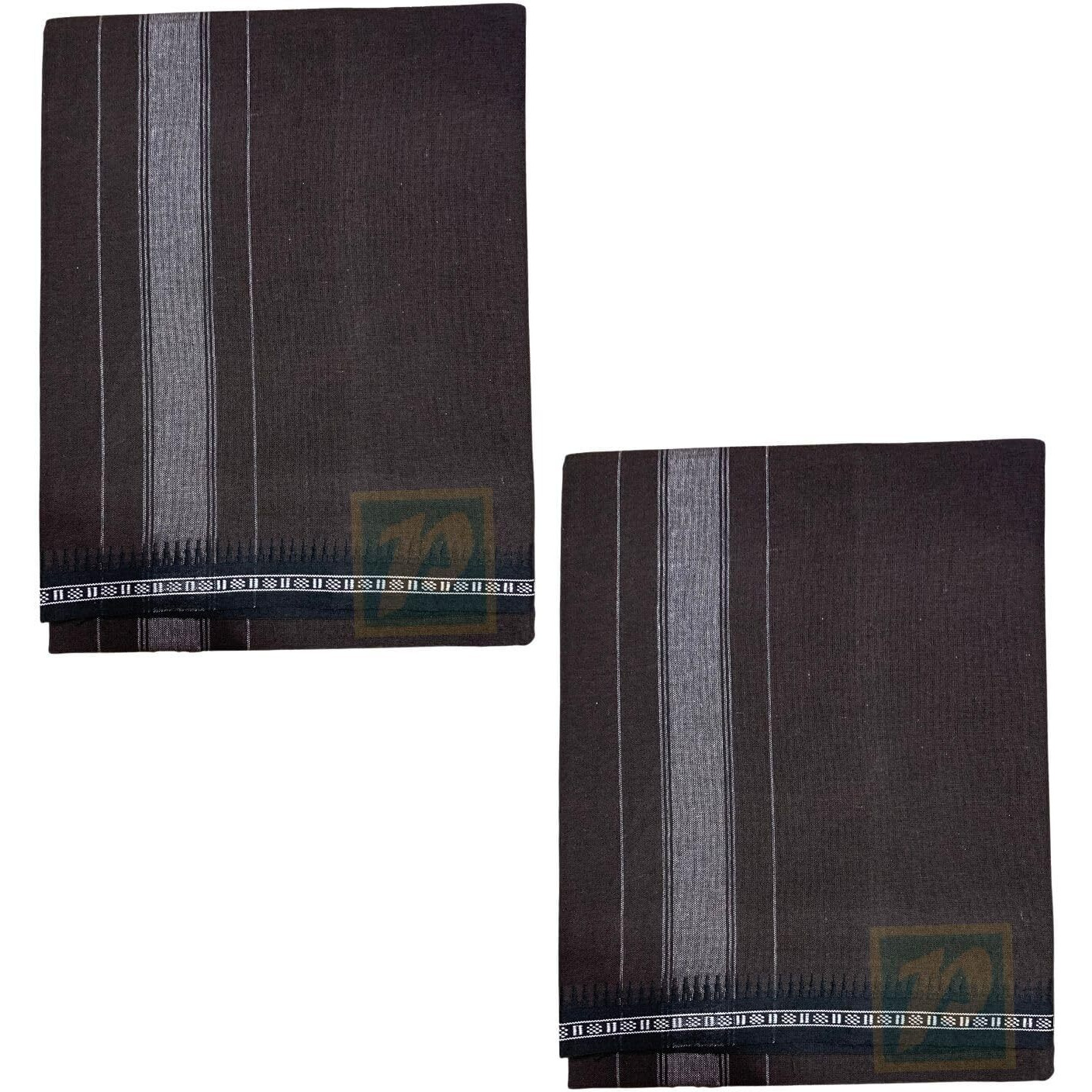 PRAKASAM COTTON Mens Single (1.28 X 2.00 mtrs) Colour Thalapathi Border Dhoties/fine quality Single Dhoties (Coffee Brown) Pack of 2 Dhoties