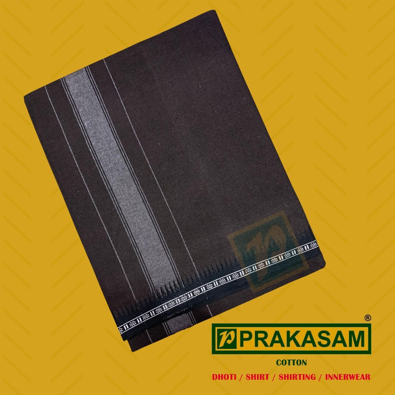 PRAKASAM COTTON Mens Single (1.28 X 2.00 mtrs) Colour Thalapathi Border Dhoties/fine quality Single Dhoties (Coffee Brown) Pack of 2 Dhoties