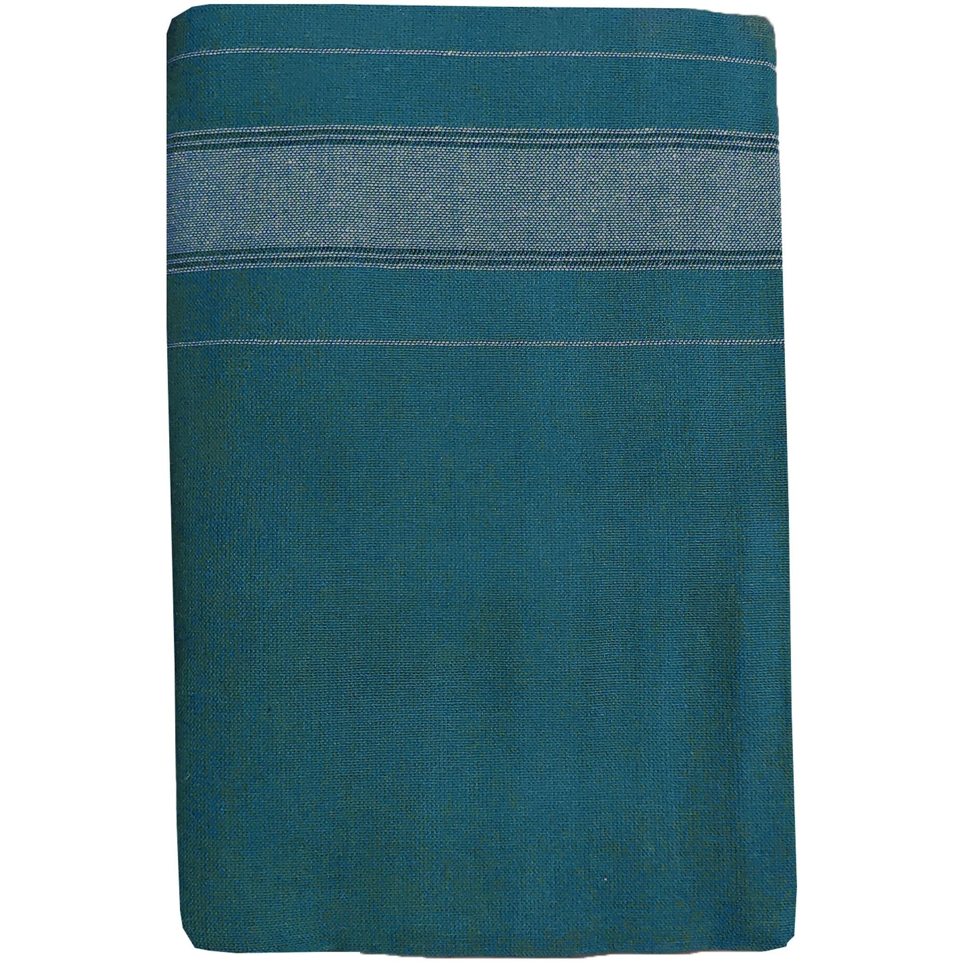 PRAKASAM COTTON Mens Single (1.28 X 2.00 mtrs) Colour Thalapathi Border Dhoties/fine quality Single Dhoties (Peacock Green)-Pack of 3 Dhoties