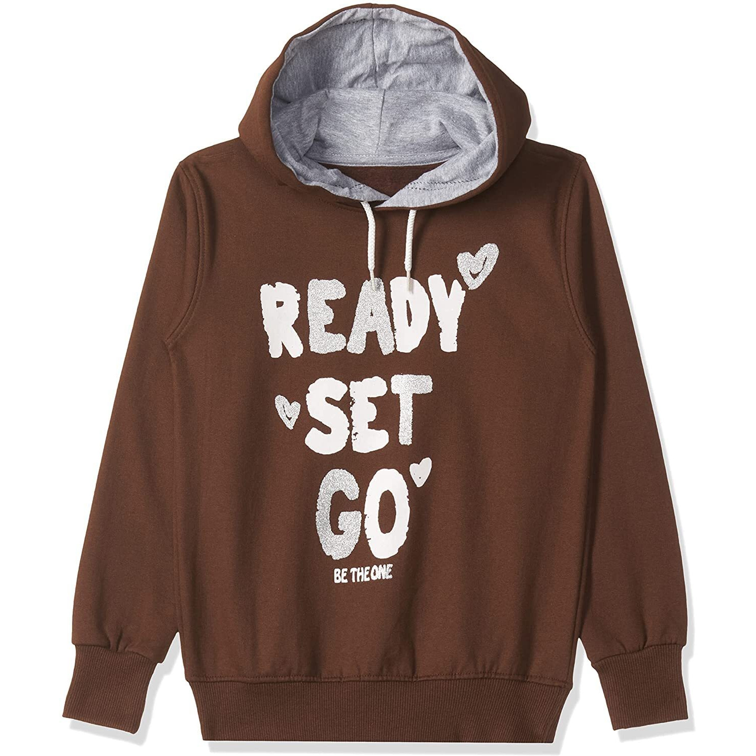 T2F Girl's Cotton Hooded Neck Regular Fit Hoodie (GLS-SS-38_Brown_7-8 Years)