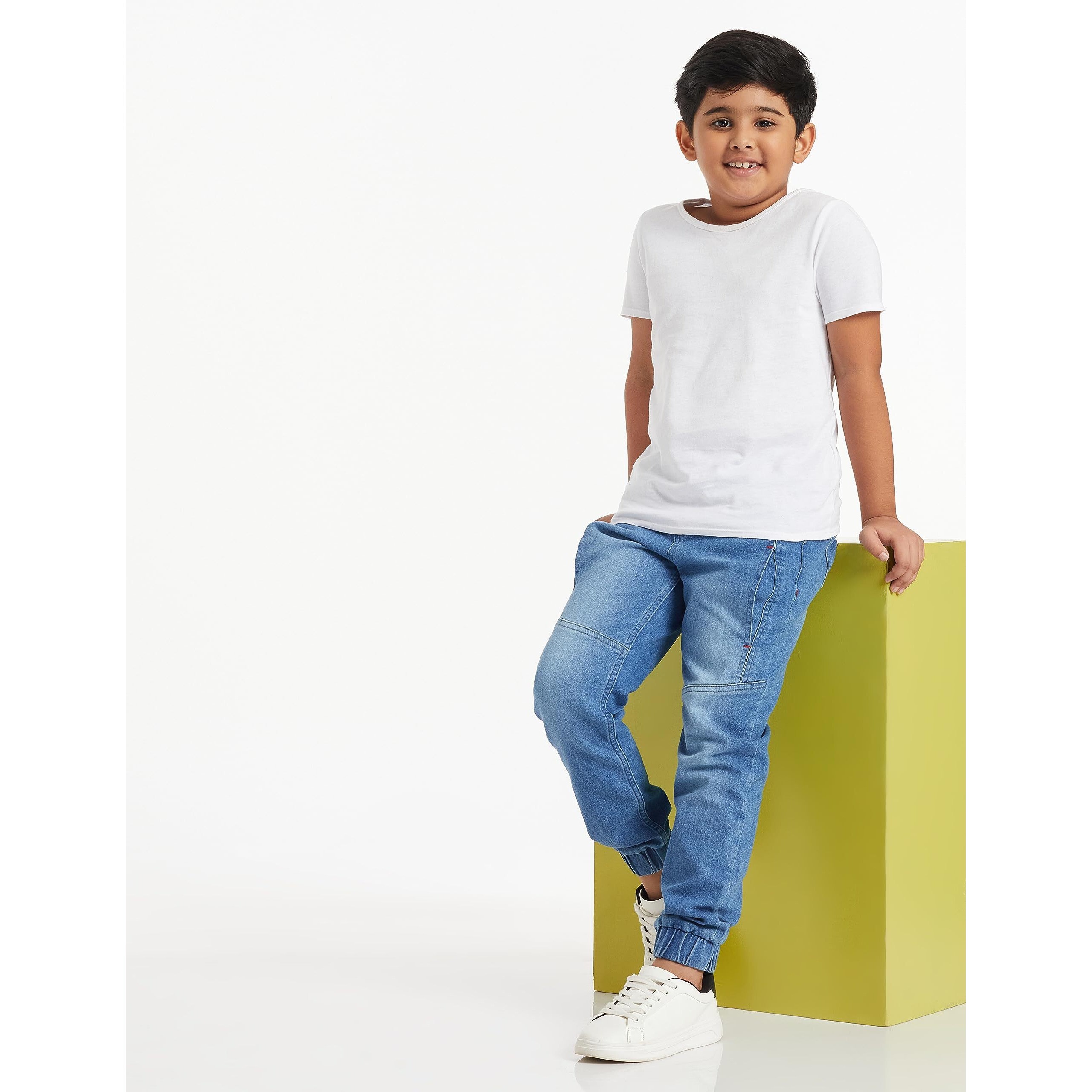 Amazon Brand - Jam & Honey Boys Slim Fit Stretchable Jogger Jeans (Elasticated Waist Band)