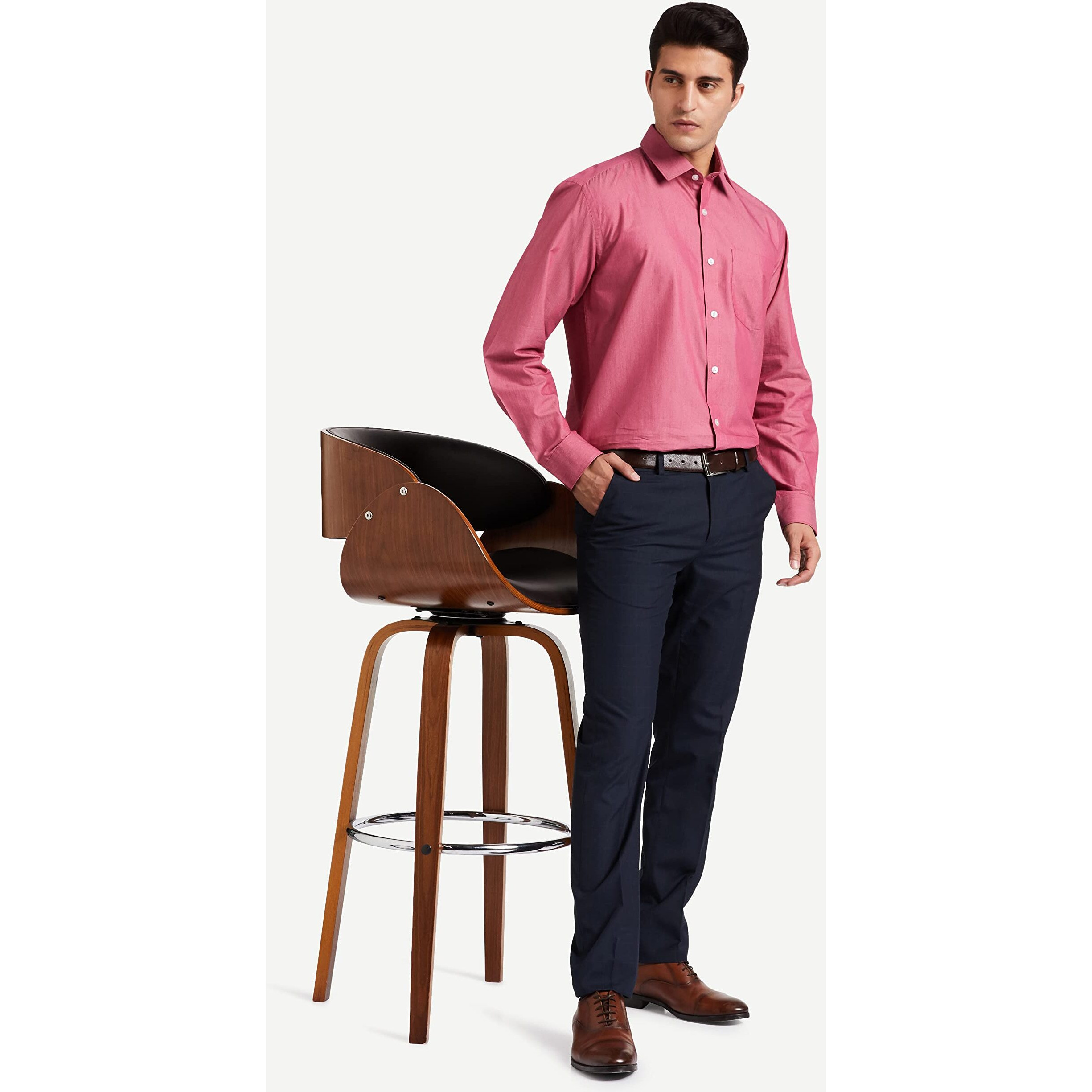 Amazon Brand - Symbol Men's Cotton Rich Formal Shirt | Plain | Full Sleeve - Regular Fit (Available in Plus Size) (Red_44)