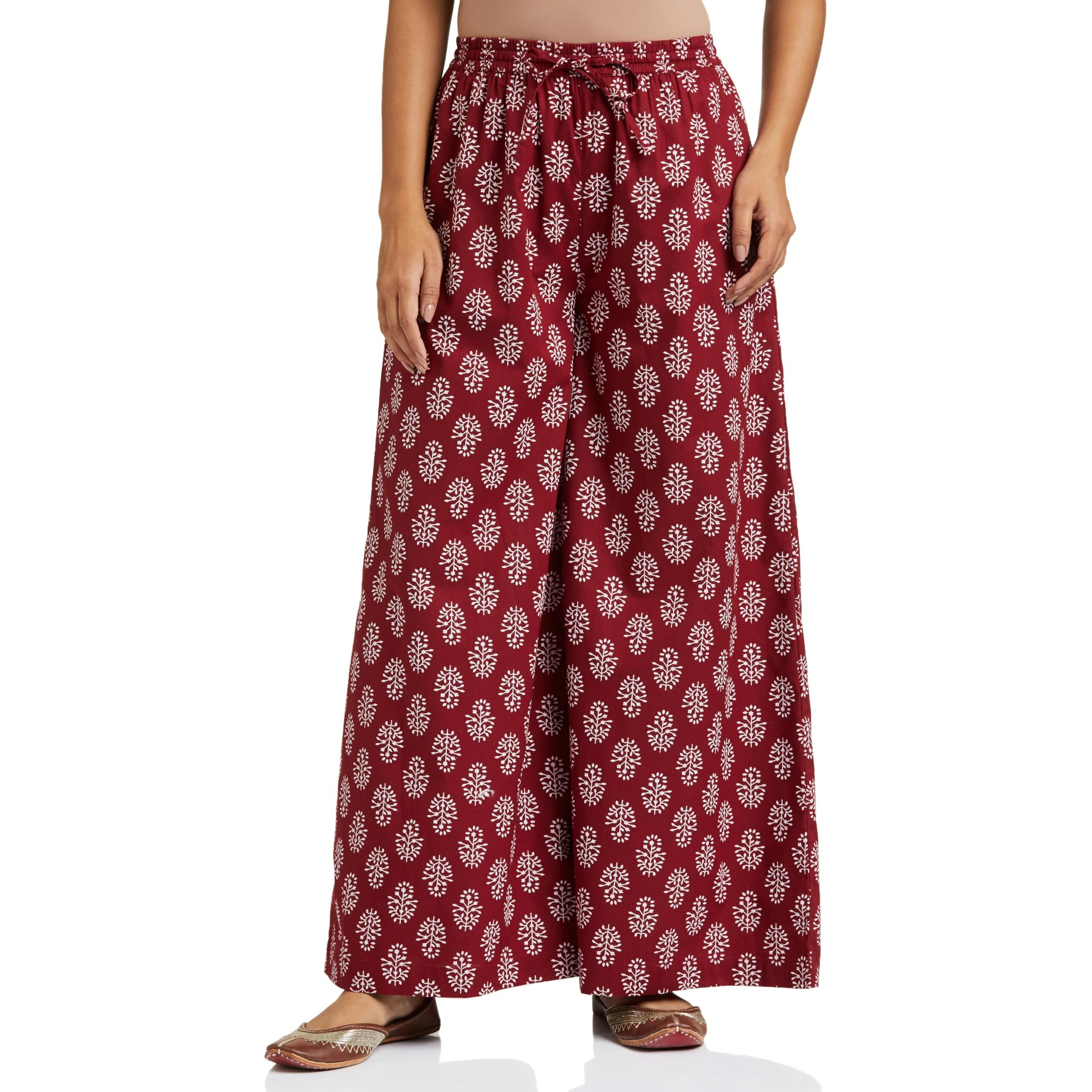 Amazon Brand - Myx Women's Relaxed Palazzo (AUR-PLZ-01_Maroon_M)