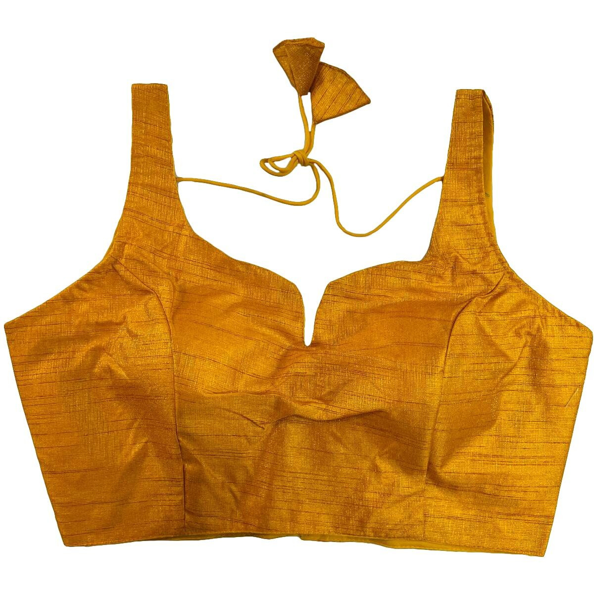 Pujia Mills Women's Heavy Phantom Silk Bollywood Style Sleeveless Trendy Blouse(Veda) (Mustard, 36)