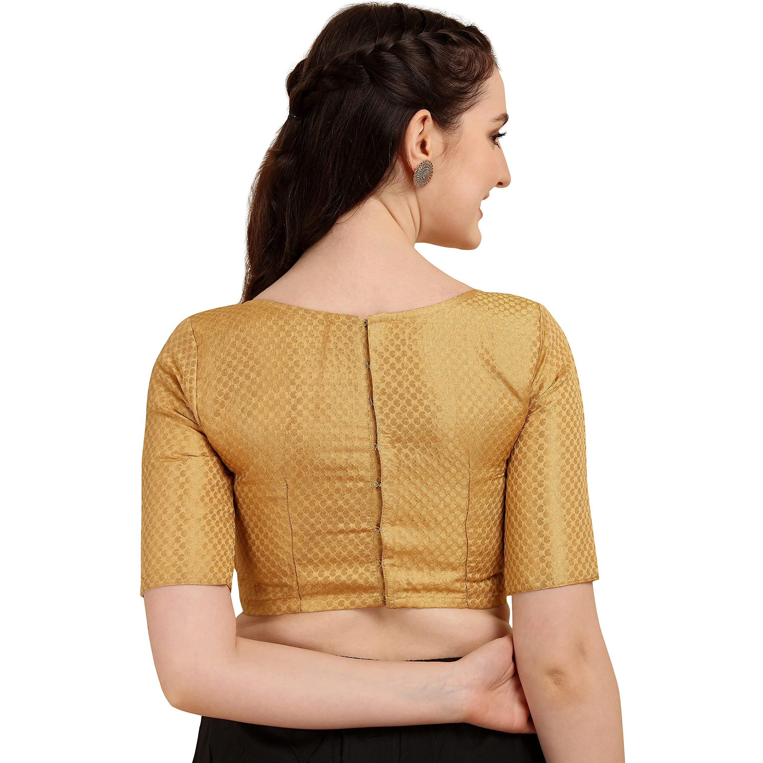 OOMPH Jacquard Beige Readymade Blouse for Women - rbbl79l