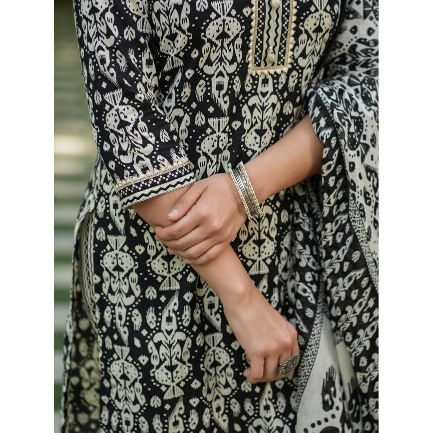 Leriya Fashion Women's Rayon Regular Kurta Set with Dupatta (LF-W.Kurta SET-K2759&P181&D119_Black