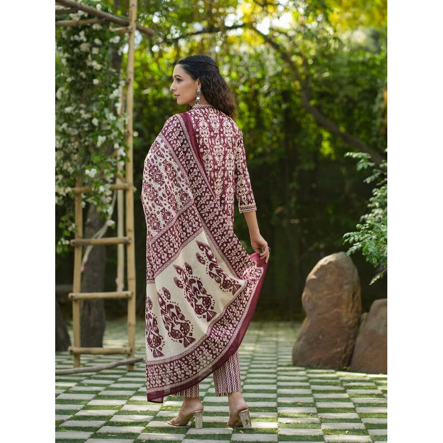 Leriya Fashion Women's Rayon Regular Kurta Set with Dupatta (LF-W.Kurta SET-K2759&P181&D119_Purple